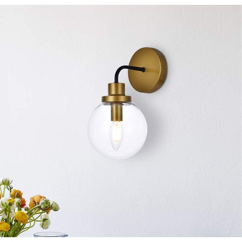 Elegant Lighting Hanson 1 light bath sconce in black with brass with clear shade