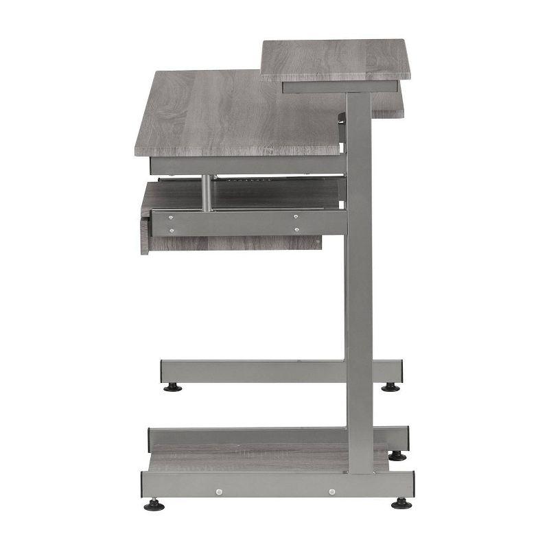 Complete Computer Workstation Desk Gray - Techni Mobili: With Drawer, Steel Frame, MDF Surface