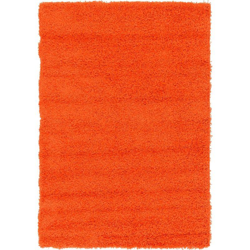Unique Loom 4' 1 x 6' 1 Solid Shag Tiger Orange Area Rug