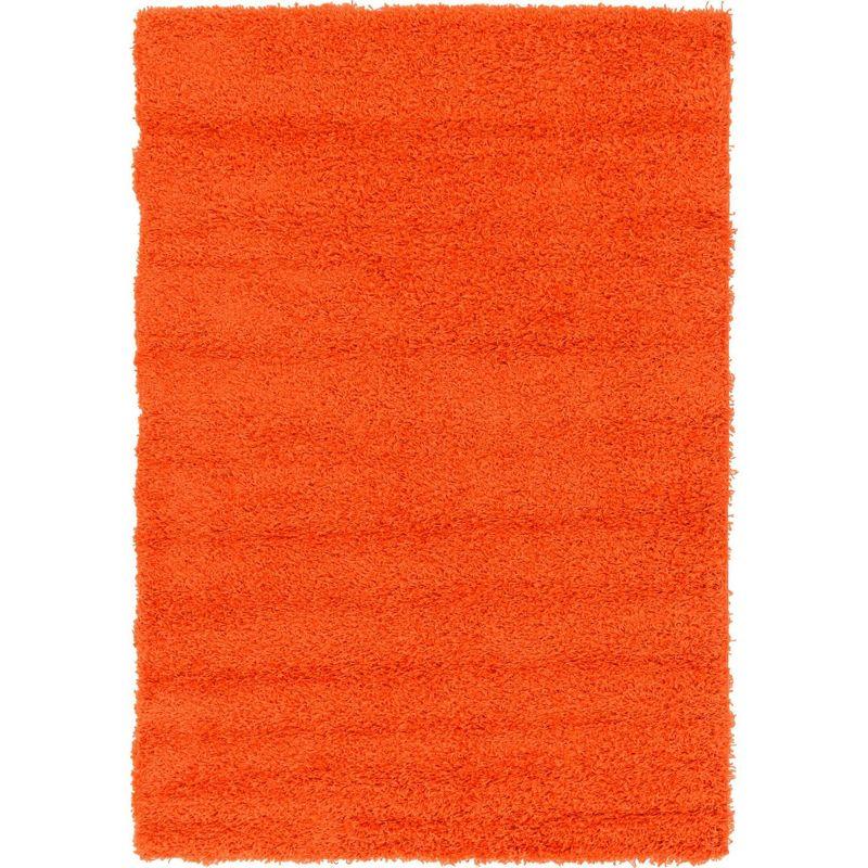 Easy-Care Tiger Orange Synthetic Shag Rug 4' x 6'