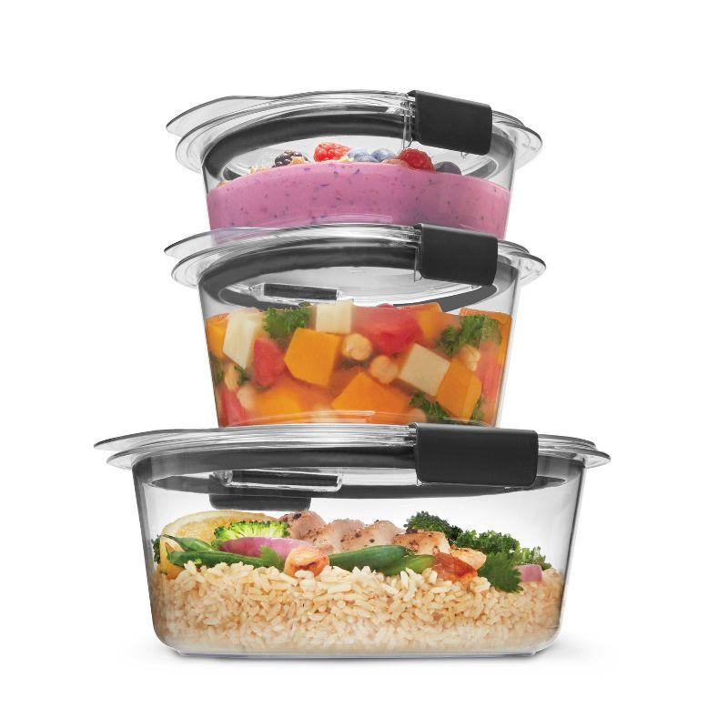 Rubbermaid 6pc Brilliance Round Food Storage Container Set: Glass Containers with Lids, Dishwasher-Safe, Clear