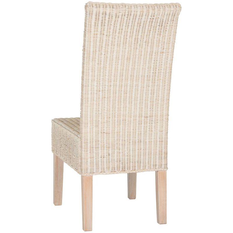 High-Back Rattan & Cane Side Chair in White Wash, Set of 2