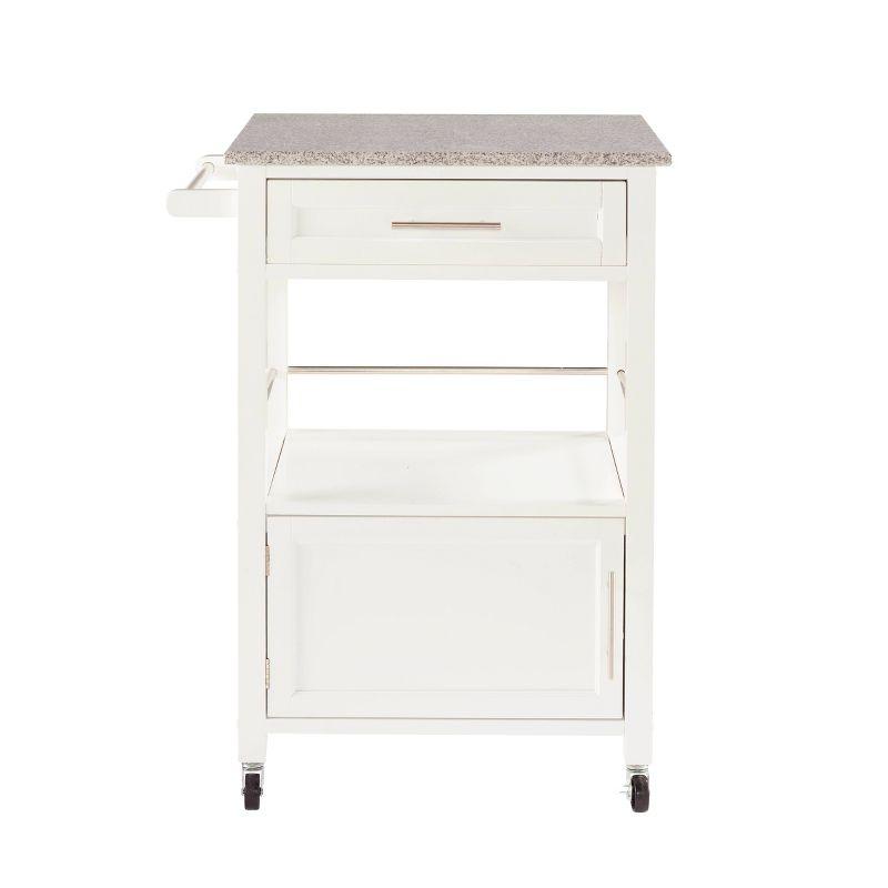 Mitchell Granite Top White Kitchen Cart with Storage