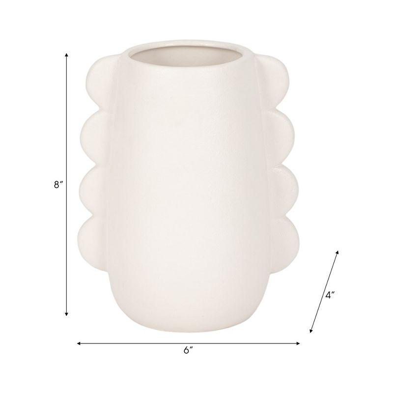 Sagebrook Home 7" Decorative Dolomite Vase - Contemporary Cotton White Eared Flower Vases for Home, Office Decorative Table Centerpiece Accent - Easy