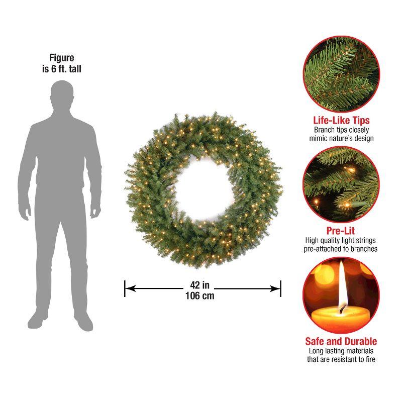 Norwood Fir 42" Pre-Lit Artificial Christmas Wreath with White LED Lights