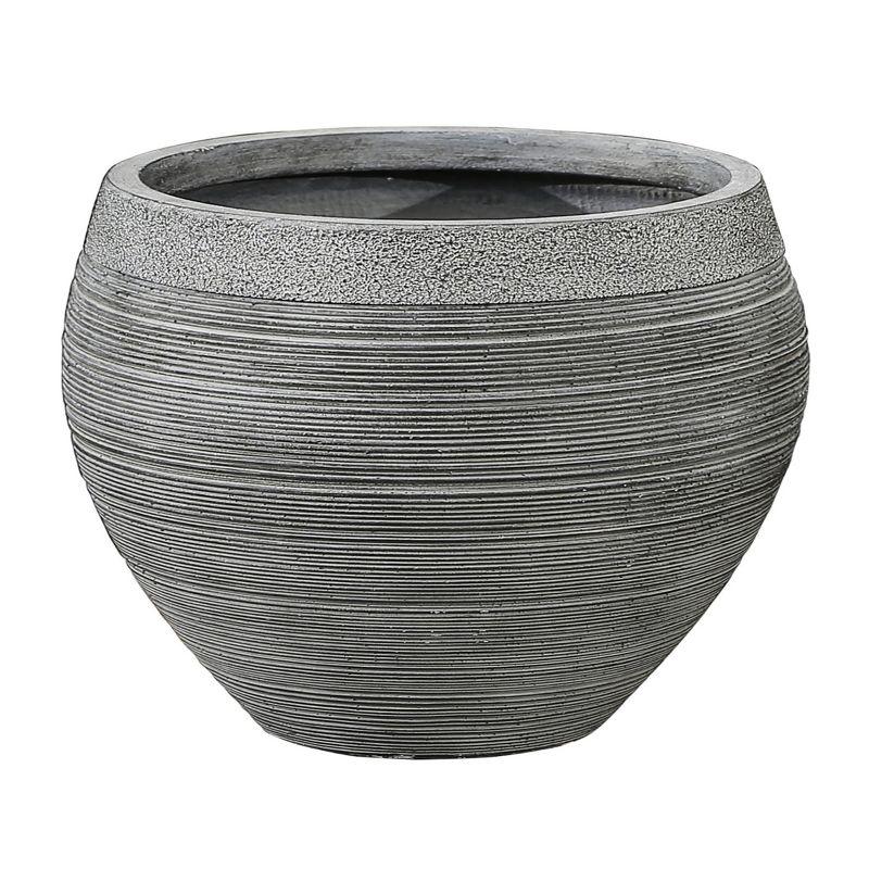 LuxenHome Gray Pottery-Style 11.75-inch Round MgO Planter