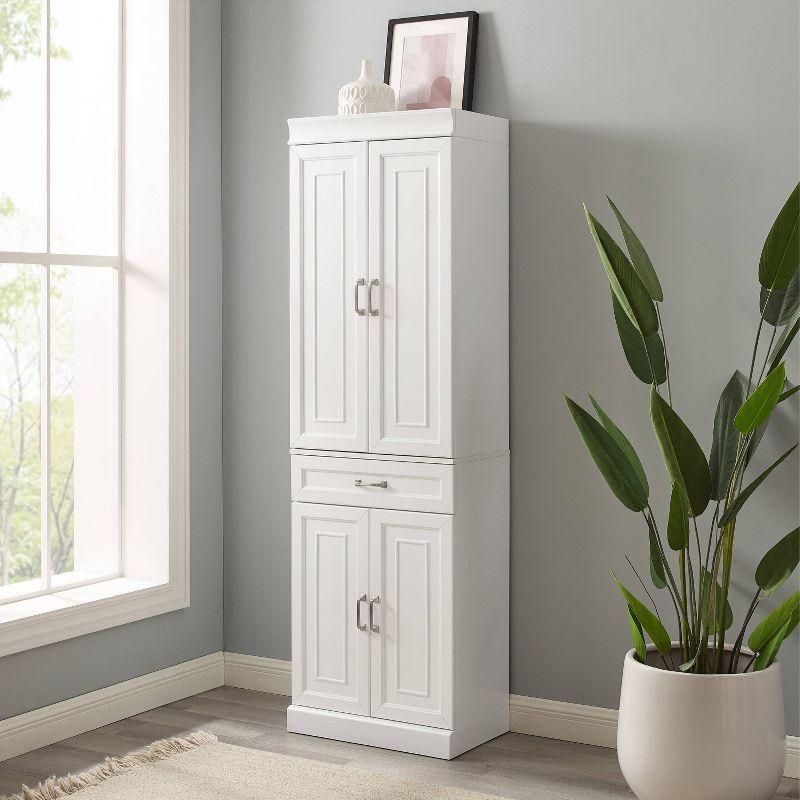 Crosley 78" Stanton Kitchen Storage Pantry Cabinet White: 24-Inch Slim Modular Storage, 5 Shelves, 4 Doors
