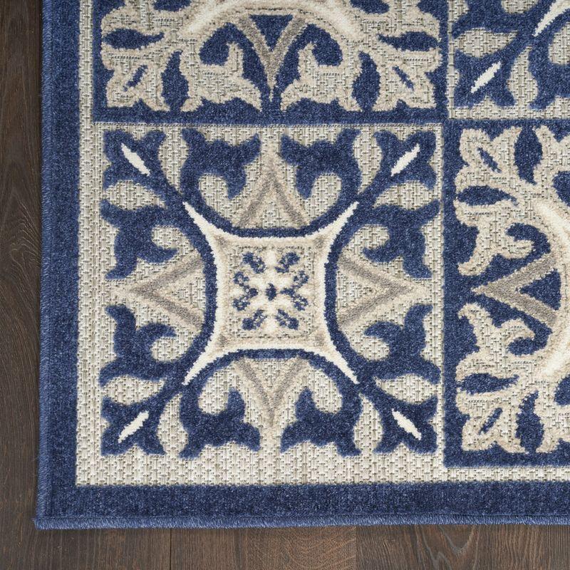 Nourison Aloha Modern Mosaic Flatweave High-Low Indoor Outdoor Area Rug Blue 9' x 12'