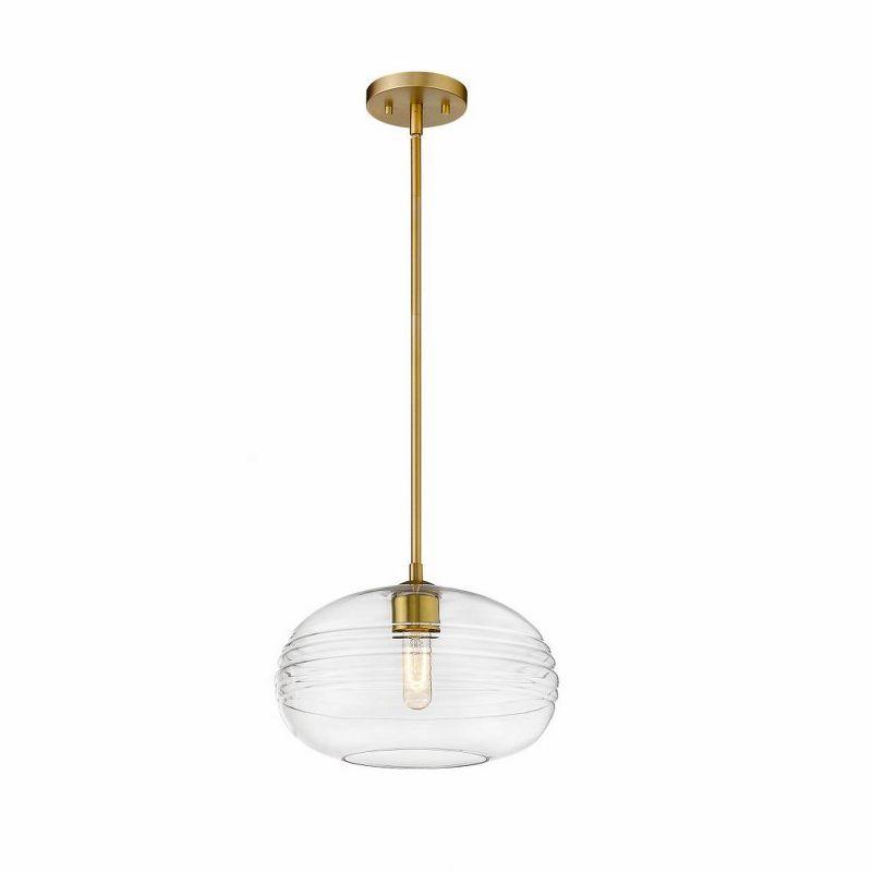 Harmony Olde Brass Grooved Glass Pendant Light