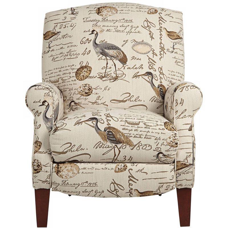 Kensington Hill Birdsong Script and Bird Recliner Chair Modern Armchair Comfortable Push Manual Reclining Footrest for Bedroom Living Room Reading