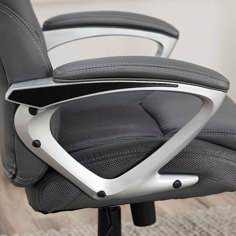 Amplify Executive Mesh Office Chair Seamless Light Gray - Serta: Ergonomic with Fixed Arms & Casters, Adjustable Height