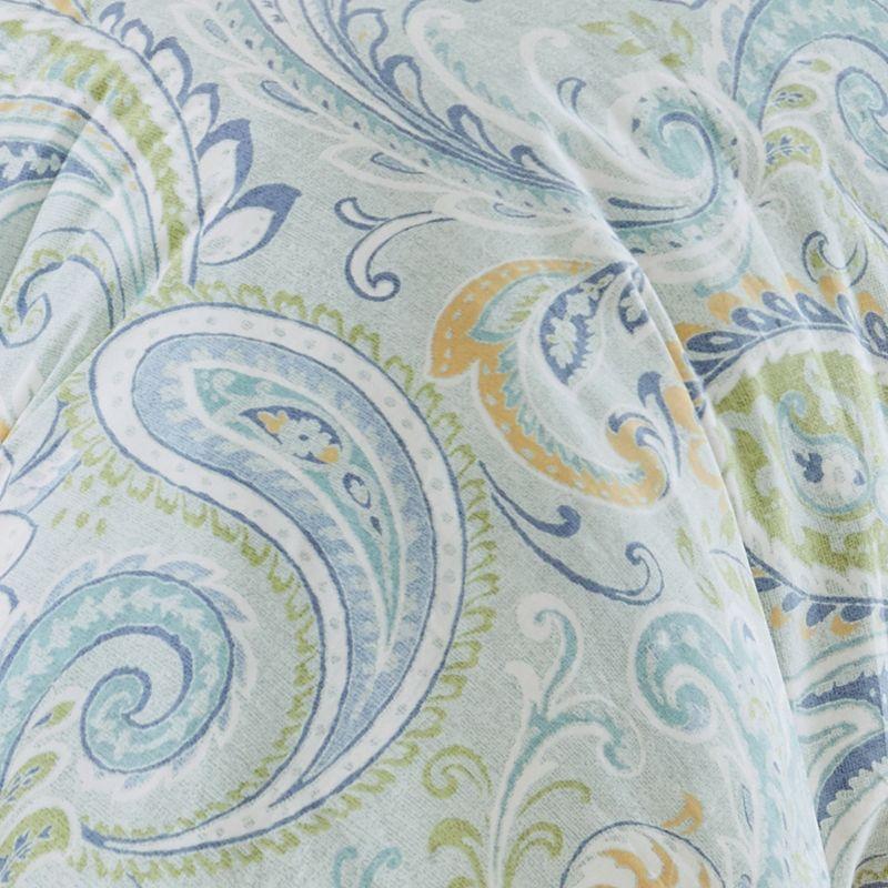 Blue Cotton Twin Reversible Paisley Duvet Cover Set