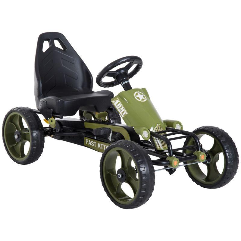 Green Pedal Go Kart with Adjustable Seat and EVA Wheels