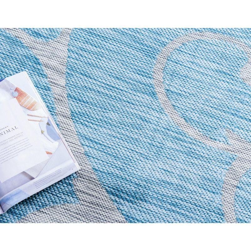 Unique Loom 6' 1 x 9' 0 Rectangle Indoor/Outdoor Botanical Light Aqua Area Rug