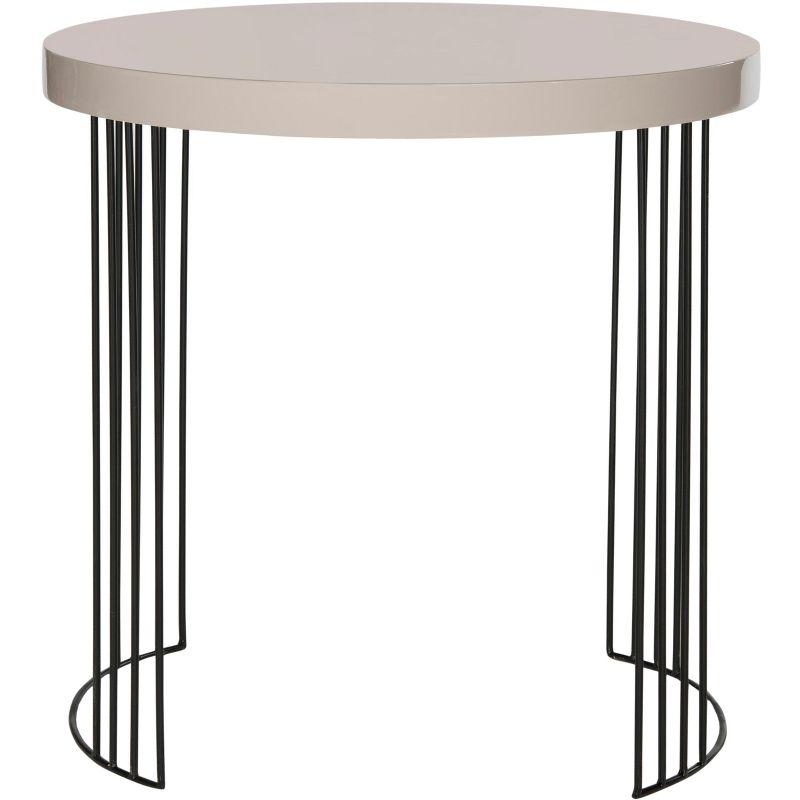 Kelly Mid Century Scandinavian Lacquer Side Table - Taupe/Black - Safavieh.