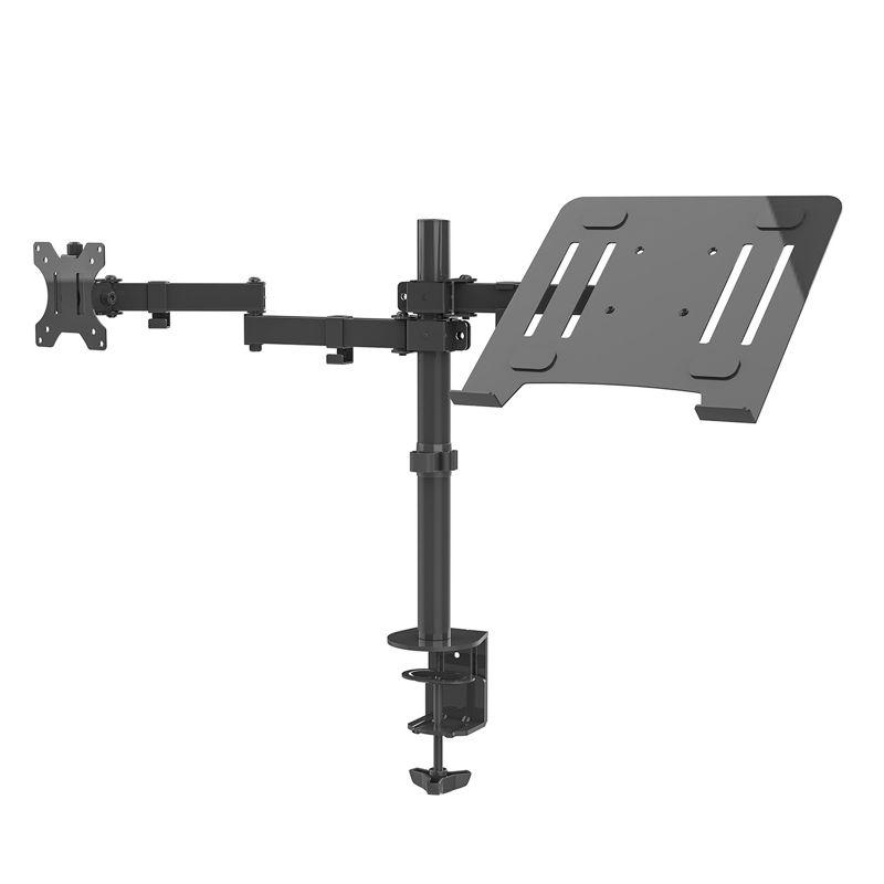 Stand Up Desk Store Convertible Clamp-On Laptop and Monitor Stand / Dual Monitor Mount (Black, 13" to 32" Monitor, up to a 17" Laptop)