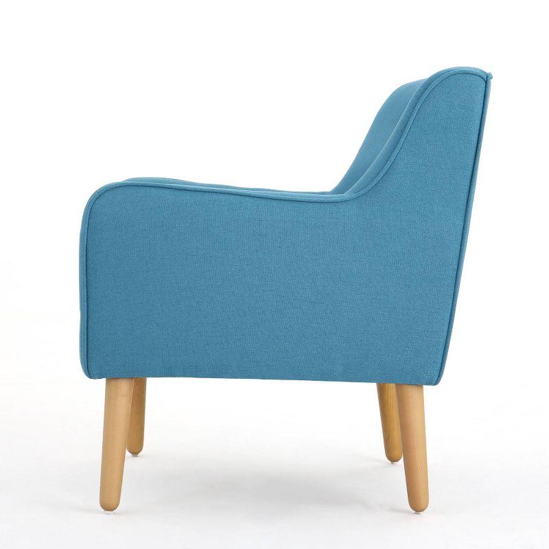 Felicity Mid-Century Armchair Teal: Upholstered, Tufted, Wooden Legs - Christopher Knight Home
