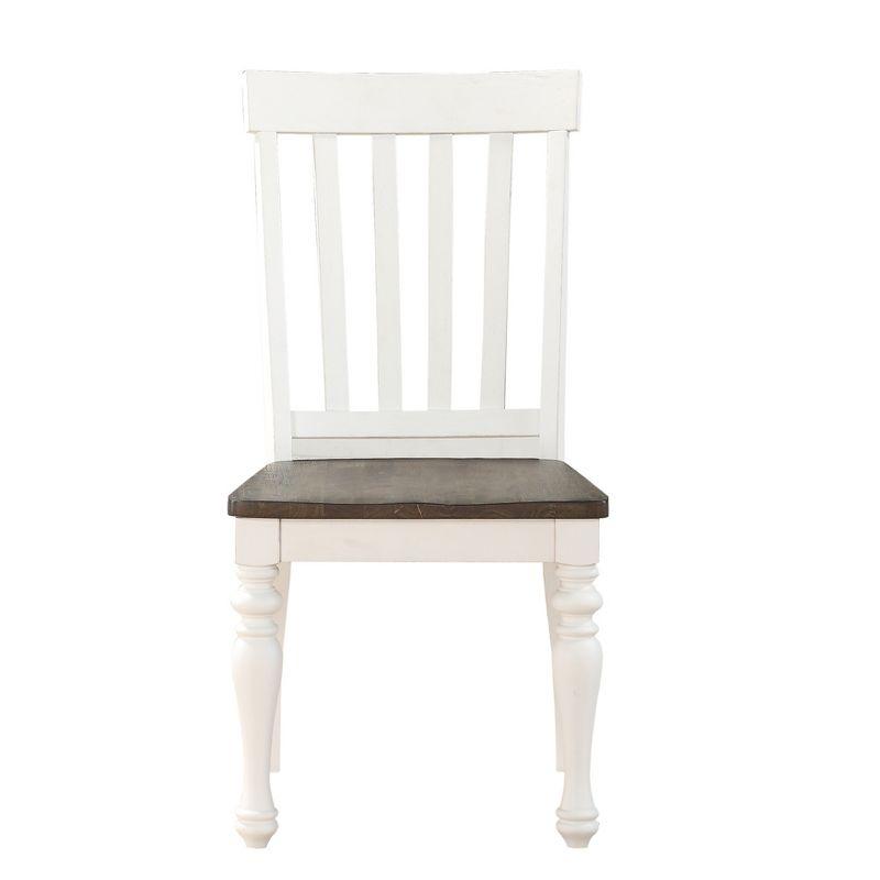 Joanna Two-Tone Ivory and Charcoal Hardwood Slat Side Chair, Set of 2