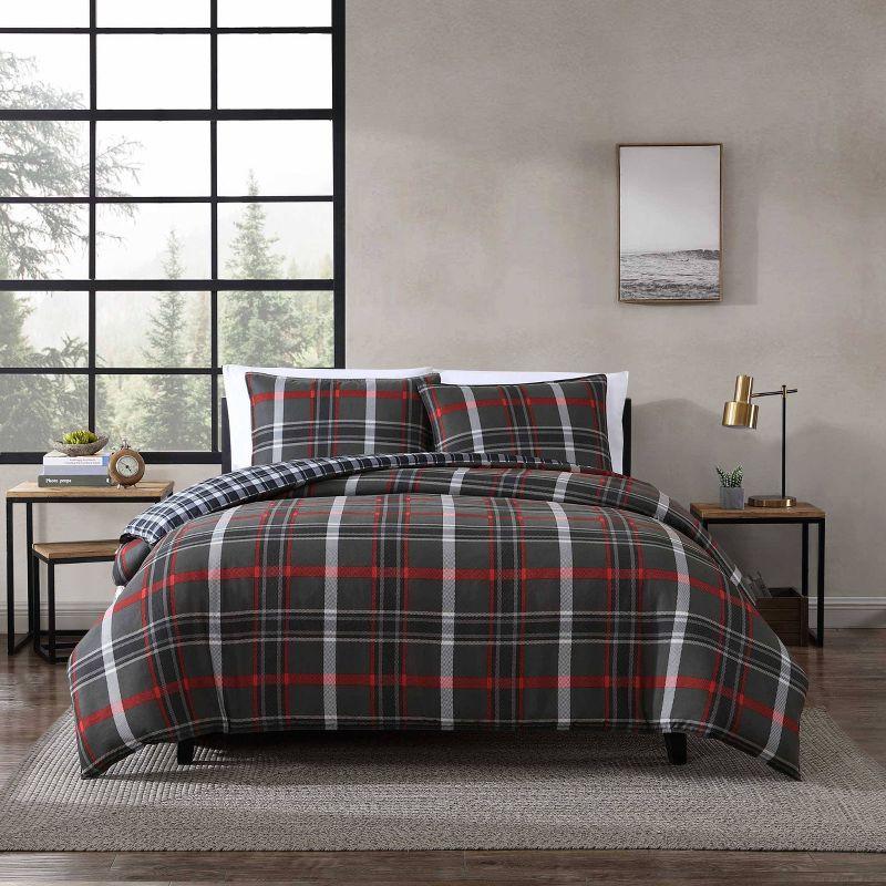Eddie Bauer Eddie Bauer Willow Plaid Reversible Grey Duvet Cover Set