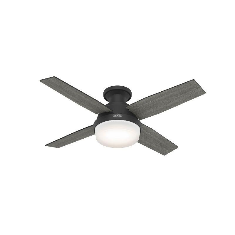 Dempsey Low Profile 44" 4 - Blade Indoor Flush Mount Small Room Ceiling Fan with Lights and Remote