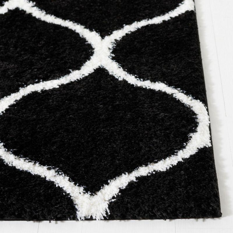 Black and White Synthetic Shag Runner Rug, 2' x 9'