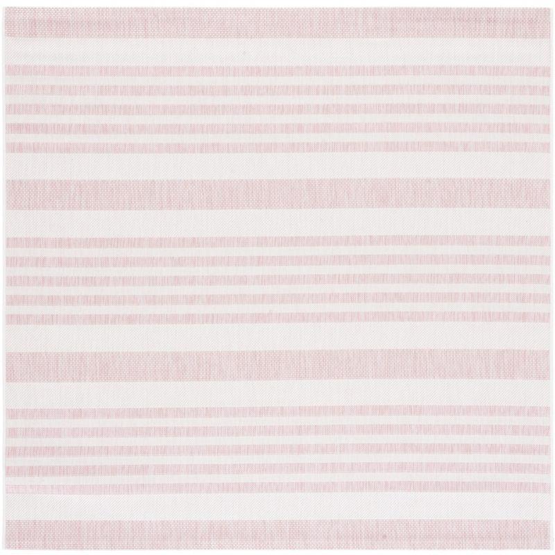 Courtyard CY8062 Power Loomed Indoor and Outdoor Area Rug - Ivory/Soft Pink - 6'7"x6'7" - Safavieh