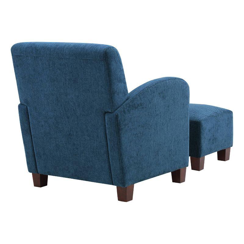 Aiden Chair and Ottoman Herringbone Navy - OSP Home Furnishings: Upholstered Polyester Set, Traditional Style