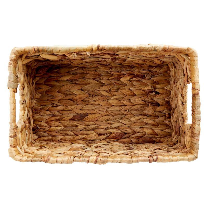 Juvale 2 Pack Small Rectangular Wicker Baskets for Shelves, 6 Inch Wide Hand Woven Water Hyacinth Baskets