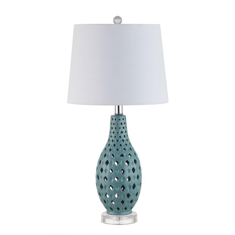 Harlem Teal Blue Ceramic Gourd Table Lamp with Empire Shade