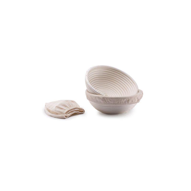 kook Kook 2-Piece 9-Inch Banneton Bread Proofing Basket Set with Linen Liners (Set of 2)