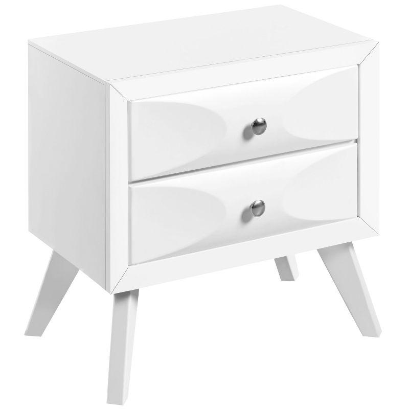 Yaheetech Modern Vintage 2-Drawer Nightstand End Table for Living Room, White