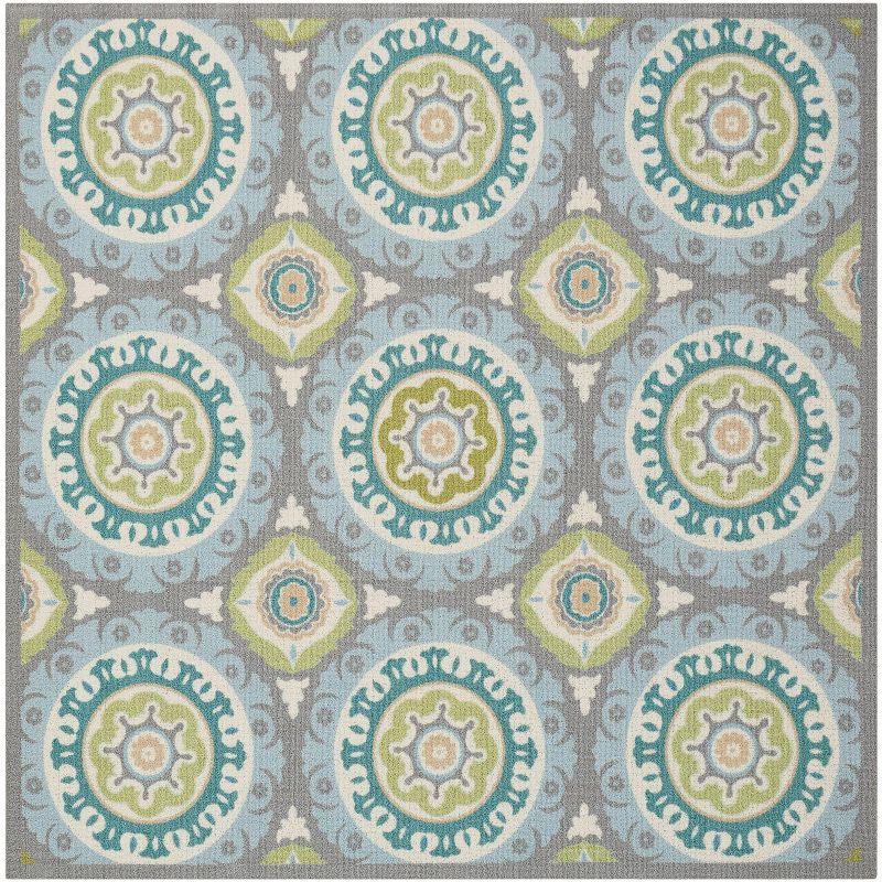 Waverly Sun & Shade "Solar Flair" Jade Indoor/Outdoor Area Rug by Nourison SND16 5'3" x 5'3"