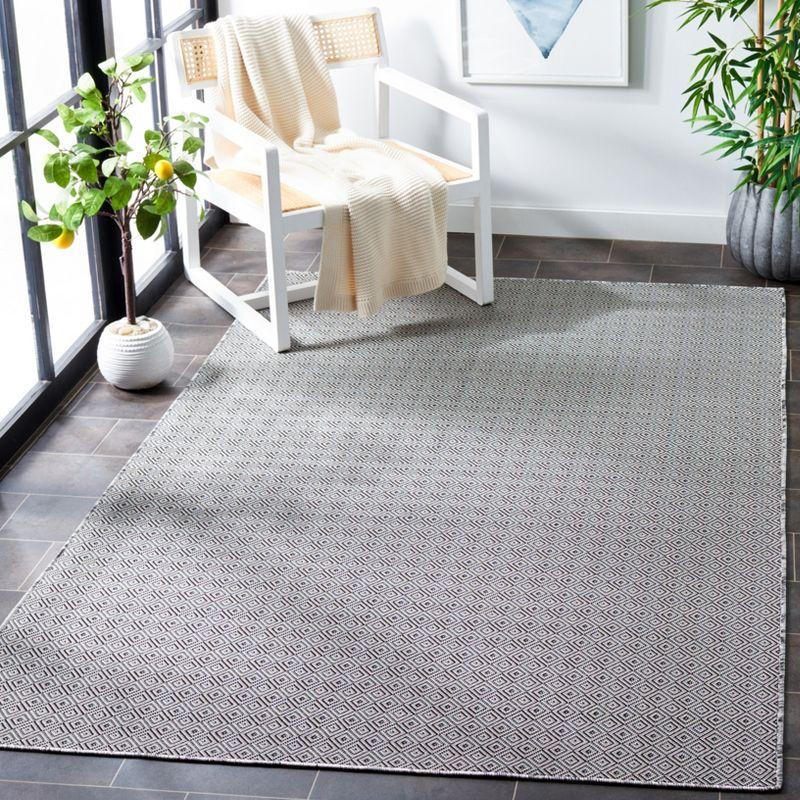 Hampton HTN230 Indoor/Outdoor Machine Made Area Rug - 5'1"x7'6" - Grey/Black - Safavieh