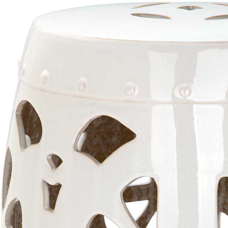 Stencil Blossom White Ceramic Garden Stool