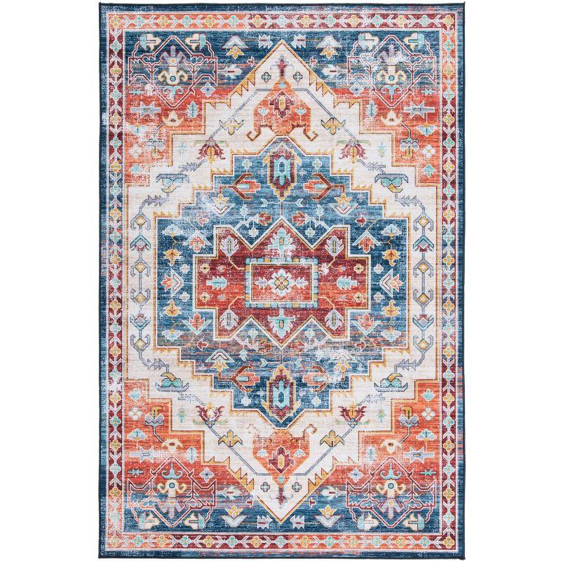 Tucson Vintage Persian TSN116 Power Loomed Machine Washable Skid-Resistant Indoor Accent Rug - Blue/Rust - 3'x5' - Safavieh