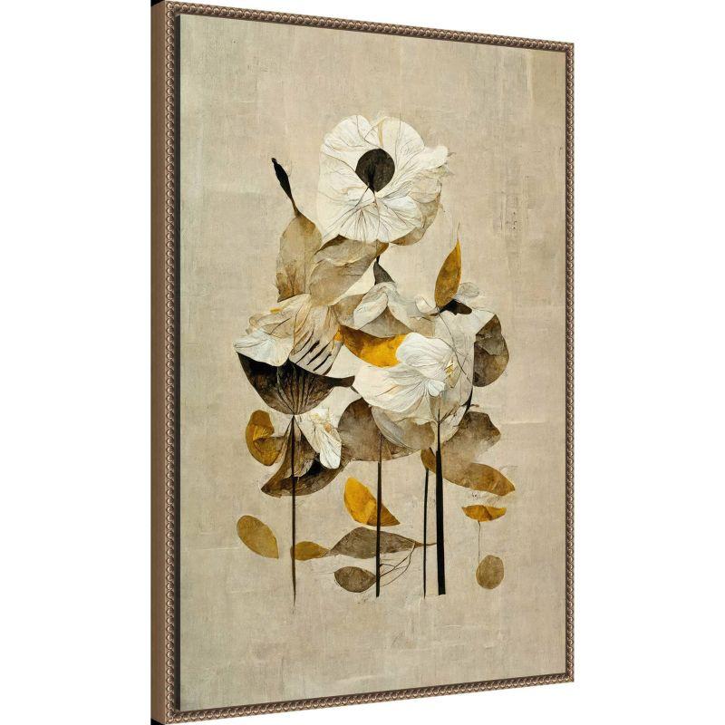 23"x33" Sunbathing Flower by Treechild Canvas Art Bronze - Amanti Art: Vertical Lithograph, Earth Tones