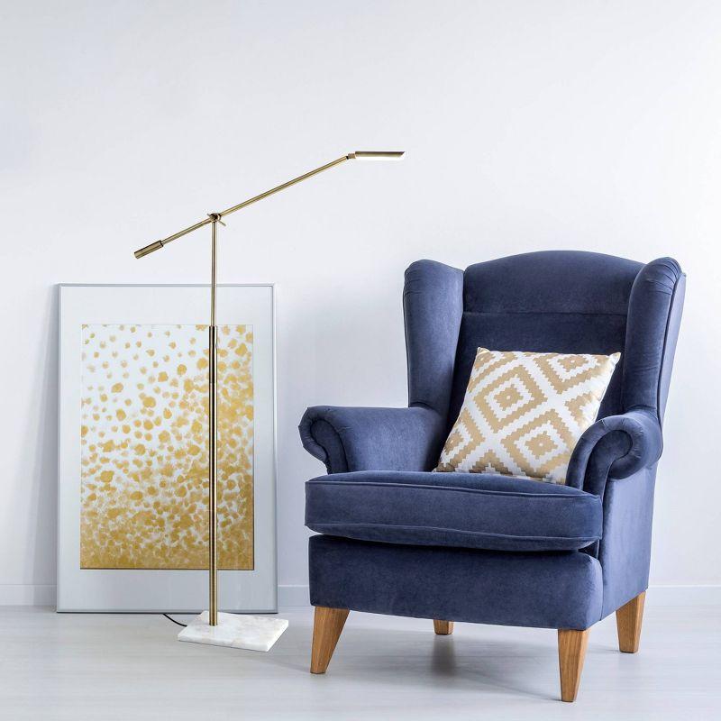 Adjustable Antique Brass and Marble LED Floor Lamp