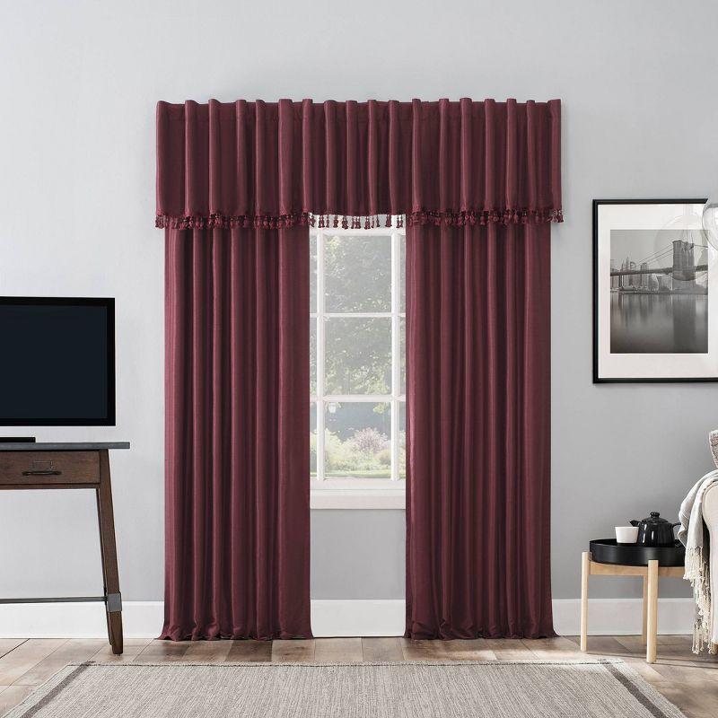 Sun Zero Sun Zero Evelina Faux Dupioni Silk Thermal Extreme 100% Blackout Back Tab Window Valance