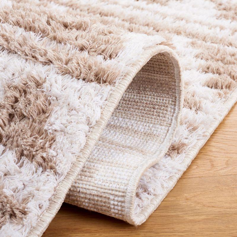 Ivory and Beige Flat Woven Synthetic 4' x 6' Area Rug