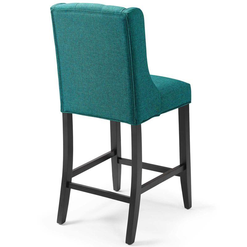 Teal Tufted Button Upholstered Wood Counter Stool