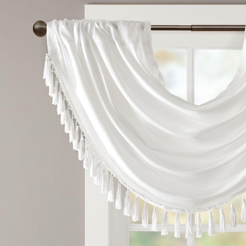 Elena Faux Silk Waterfall Embellished 38'' W Window Valance