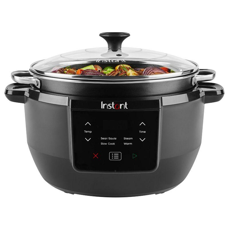 Instant 7.5qt Black and Silver Programmable Slow Cooker with Timer