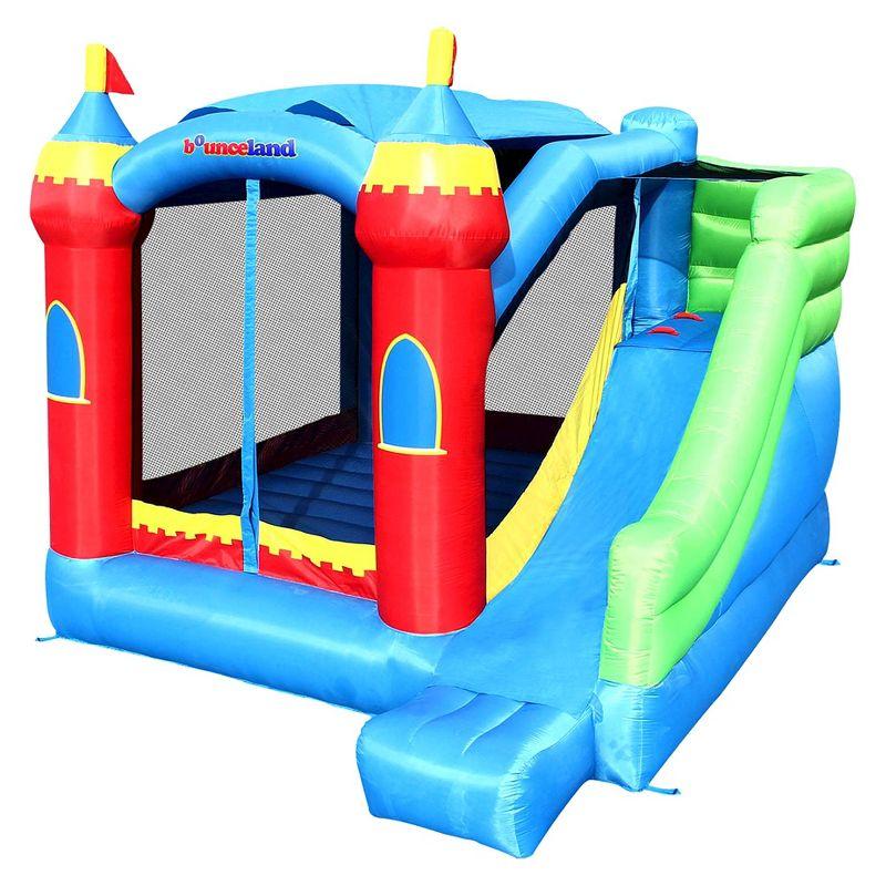 Multicolor Inflatable Bounce House with Slide and Basketball Hoop