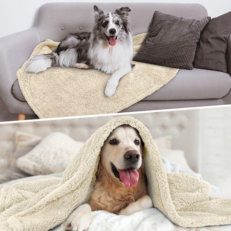 PetAmi Fluffy Waterproof Dog Blanket For Pet Cat Puppy, Soft Faux Shearling Throw Couch Cover, Plush Washable Reversible