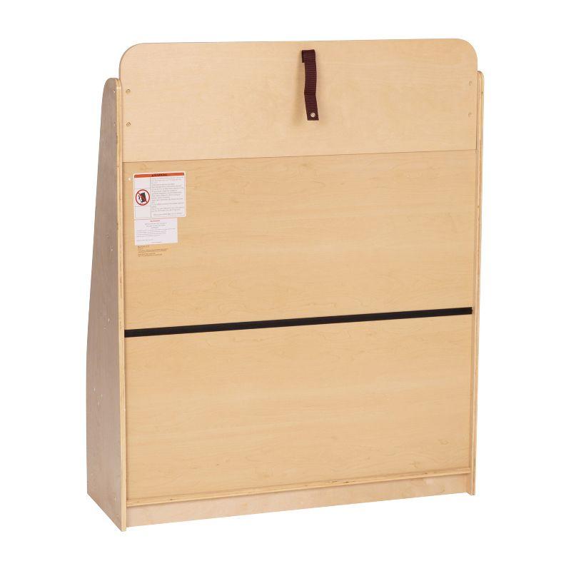 Emma and Oliver Kid's Natural Wood Book Storage Shelf with Three Storage Slats and Child-Friendly Curved Edges; Recommended for Ages 5-7