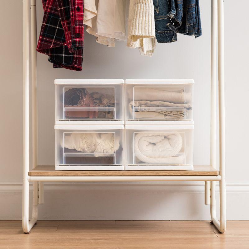 Modular White Stackable Plastic Drawer Cabinet with Safety Stop