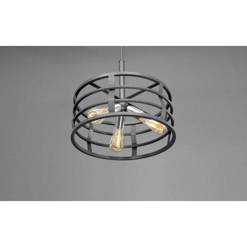 Progress Lighting Remix 3-Light Pendant, Steel, Graphite, Open Cage Design, Brushed Nickel Accents, Canopy Included