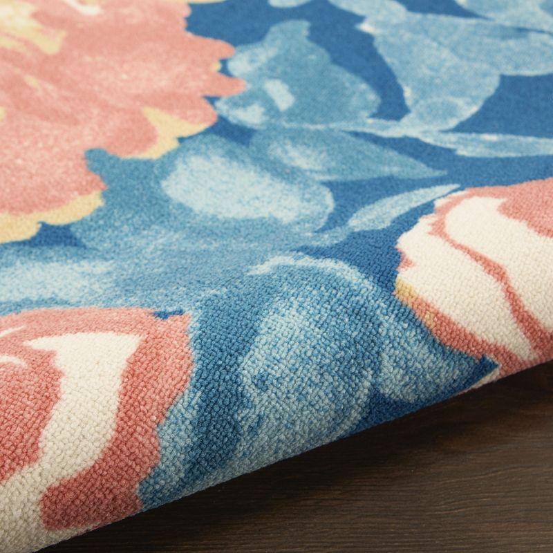 Waverly Floral Blue Outdoor Area Rug