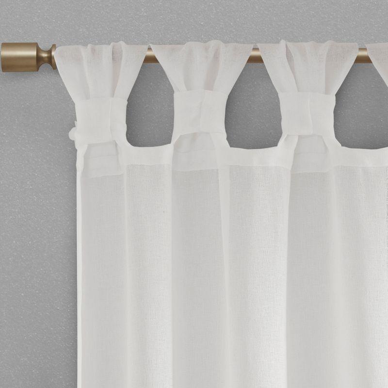 Rosette Floral Embellished Cuff Tab Top Solid Curtain Panel