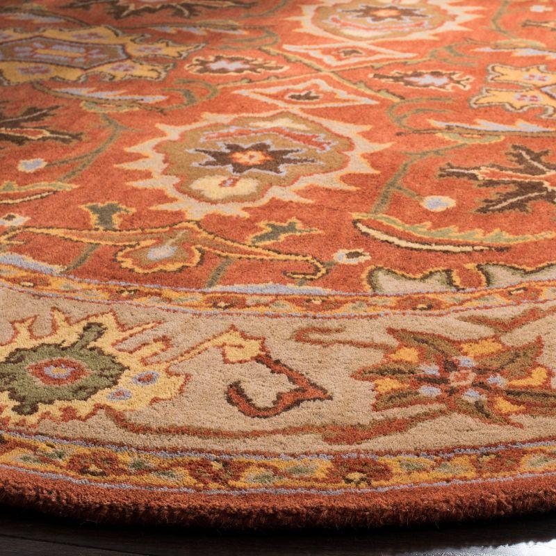 Heritage HG734 Handmade Area Rug - 6' Round - Rust/Beige - Safavieh